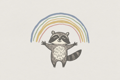 Raccoon PNG Under Rainbow, Cute Animal Clipart, Nursery Product Image 1