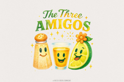The Three Amigos PNG, Salt Lime Tequila Digital Art File, Product Image 1