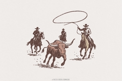 Western Rodeo PNG, Cowboy Lasso Digital Art, Bull Wrangler Product Image 1