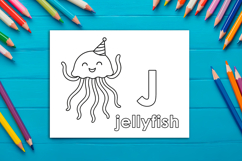Letter J Coloring Page, Jellyfish Printable Design for Kids Product Image 1