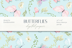 Watercolor Butterfly Digital Paper Seamless Floral Patterns Product Image 2