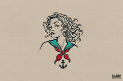 Retro Sailor Girl Portrait With Anchor Charm, Summer Pinup, Product Image 1