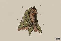 Floral Scarf Chicken, Trendy PNG, Shirt PNG, Coquette PNG, Product Image 1