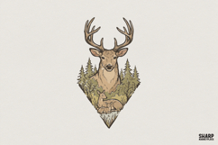 Deer PNG, Woodland Animal Design, Nature Forest Tee Digital Product Image 1