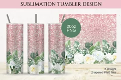 Blossom Flower Glitter Tumbler Sublimation | Seamless Product Image 1