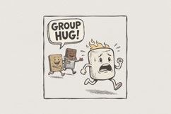 Group Hug! PNG, Funny S&#039;mores Marshmallow Digital Download, Product Image 1
