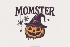 Momster Halloween PNG, Funny Mom Witch Pumpkin PNG Design, Product Image 1
