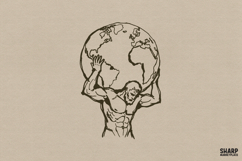 Atlas Holding Globe Illustration, Mythic Strongman Art For Product Image 1