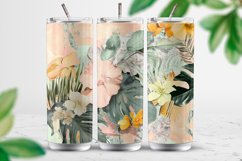 Flowers and Leaves Collage Tumbler Wrap Sublimation Design Product Image 1