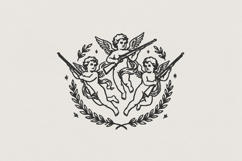 Cherub Angel Gun PNG, Vintage Aesthetic Digital Download, Product Image 1