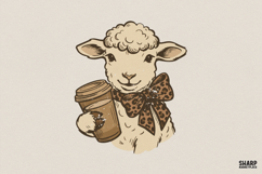 Cute Lamb Coffee PNG, Farm Animal Shirt Design, Coffee Product Image 1