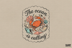 The Ocean Is Calling Summer PNG, Beach PNG Shell Crab Art, Product Image 1
