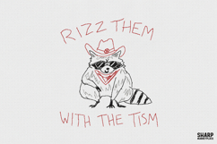 Rizz Them With The Tism Raccoon PNG, Autism Humor Design, Product Image 1