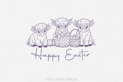 Easter Day Highland Cow PNG, Cute Easter Png, Retro Easter Product Image 1