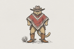Funny Cowboy Cat PNG, Western Animal Digital Download, Wild Product Image 1