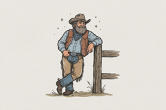 Vintage Cowboy PNG, Western Ranch Style Design, Rustic Product Image 1