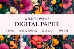 Wildflowers Digital Paper, Floral Seamless Patterns Product Image 1