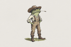 Cowboy Frog PNG, Country Western Animal Art, Funny Frog Product Image 1