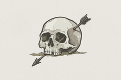 Skull PNG With Arrow, Vintage Tattoo Style T-Shirt PNG, Product Image 1