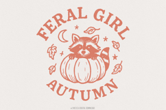 Feral Girl Autumn PNG, Cute Raccoon Pumpkin PNG, Fall Product Image 1