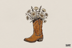 Cowboy Boot With Wildflowers PNG, Boho Western Floral Shirt Product Image 1