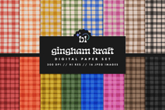 Gingham Kraft Seamless Patterns - 16 JPEG Patterns Product Image 1