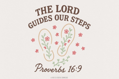 The Lord Guides Our Steps PNG, Proverbs 16:9 Scripture Art, Product Image 1