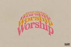 Worship Retro Wavy Word Art, Christian PNG For Shirt, Faith Product Image 1