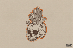 Cactus Skull Sticker Style PNG, Western Desert Graphic, Product Image 1