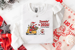 Zoomin To 2026 Santa Scooter Tshirt Design New Year Art Product Image 2