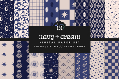 16 Navy &amp; Cream Seamless Patterns Product Image 1