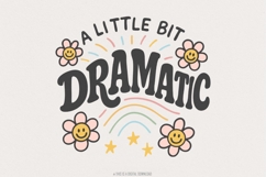A Little Bit Dramatic PNG, Cute Retro Flowers and Rainbow Product Image 1