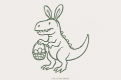 Easter Dinosaur Png, Dinosaur Easter Bunny, Retro Easter Product Image 1