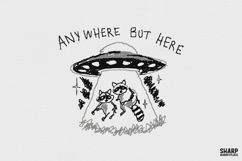 Anywhere But Here PNG, Funny Raccoon UFO Abduction Art, Product Image 1
