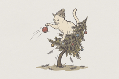 Christmas Cat PNG, Funny Cat in Tree, Holiday Digital Product Image 1