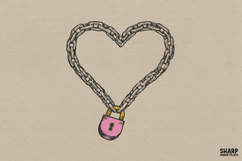 Chain Heart Lock Illustration, Heart PNG For Valentine Love Product Image 1