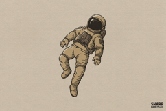 Vintage Floating Astronaut Spacesuit Illustration, Space Product Image 1