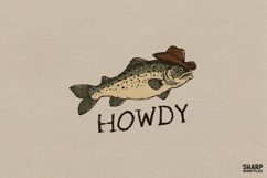 Howdy Cowboy Trout Illustration, PNG Designs For Western Product Image 1