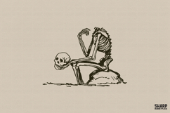 Kneeling Skeleton PNG, Halloween PNG, Trendy PNG, Dark Product Image 1
