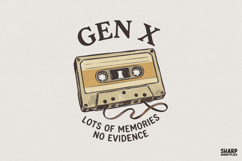 Gen X PNG, Lots of Memories No Evidence Cassette Tape Product Image 1