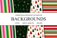 4 Christmas Holiday Seamless Patterns, Digital Paper PNG Product Image 1
