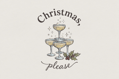 Christmas, Please PNG, Holiday Champagne Glasses, Festive Product Image 1