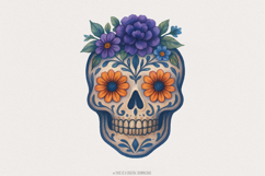 Floral Skull PNG, Sugar Skull PNG, Day of the Dead Art, Dia Product Image 1