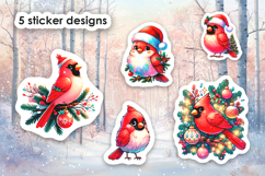 Christmas Cardinal Printable Stickers, Digital Stickers PNG Product Image 1