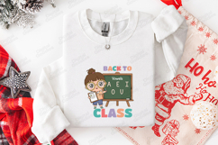 Back To Class SVG - Kawaii Student Girl Vowels Chalkboard Product Image 3