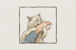 Cat Biting Hand PNG, Funny Cat Attack Shirt, Pet Humor Art, Product Image 1