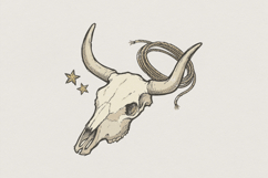 Western Longhorn Skull PNG, Cowboy Lasso Clipart, Country Product Image 1