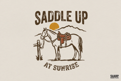 Saddle Up At Sunrise PNG Design, Western Cowboy Horse Product Image 1