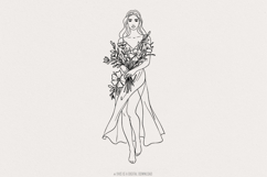 Elegant Lady with Blossoms PNG, Floral Woman Art, Feminine Product Image 1