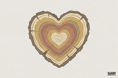 Heart Tree Rings PNG, Rustic Wood Slice Design, Nature Product Image 1